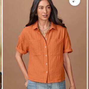 Sundance Mara Gauze Camp Shirt sz xs